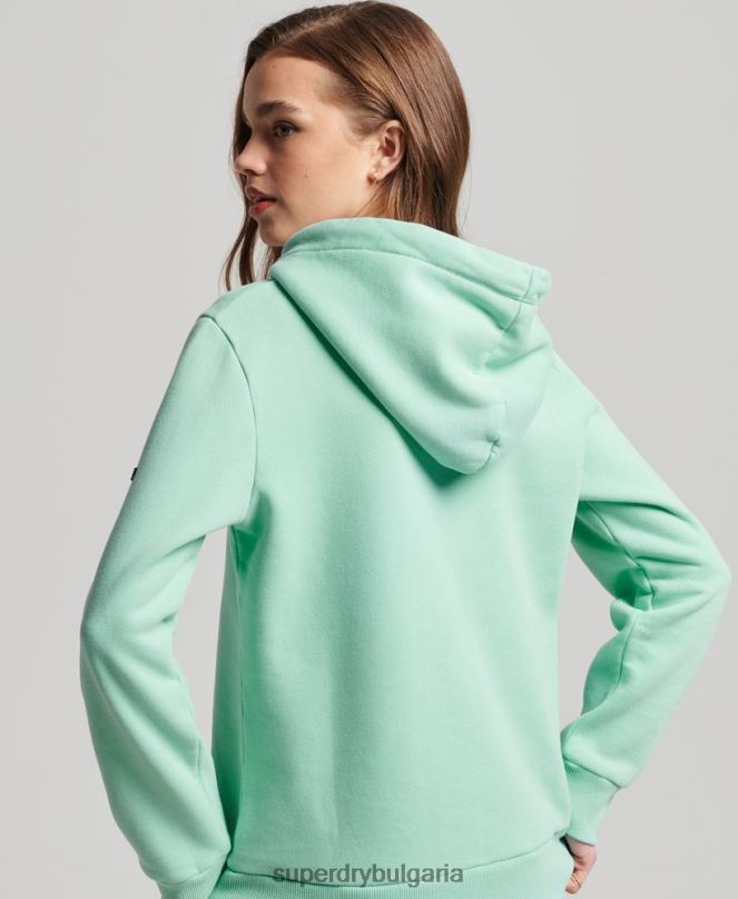 Superdry облекло N00H2294 зелено Жени винтидж качулка с лого