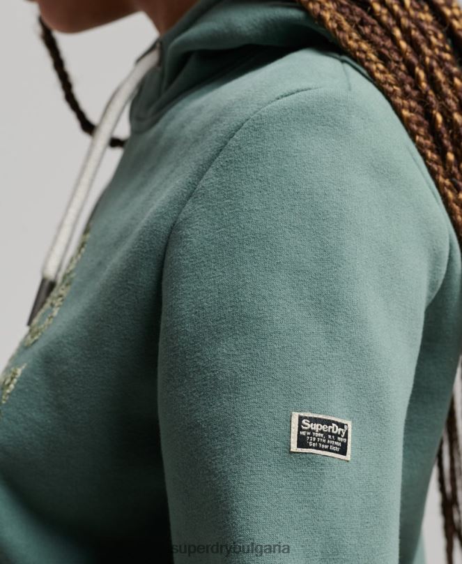 Superdry облекло N00H2298 зелено Жени украсена качулка