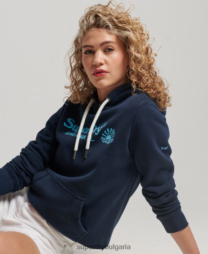 Superdry облекло N00H2301 военноморски флот Жени ретро суичър с качулка