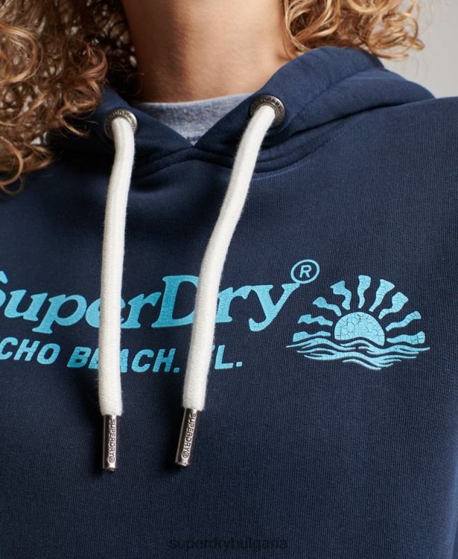 Superdry облекло N00H2301 военноморски флот Жени ретро суичър с качулка