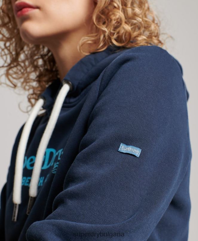 Superdry облекло N00H2301 военноморски флот Жени ретро суичър с качулка