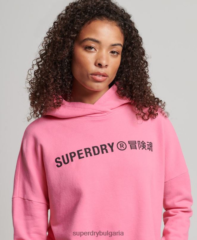 Superdry облекло N00H2303 розово Жени core sport crop box hoodie