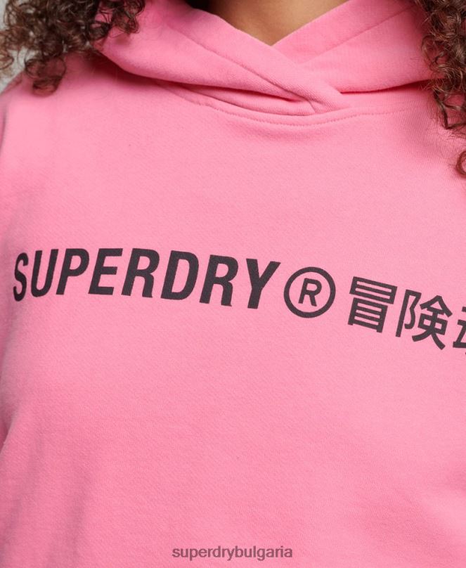Superdry облекло N00H2303 розово Жени core sport crop box hoodie