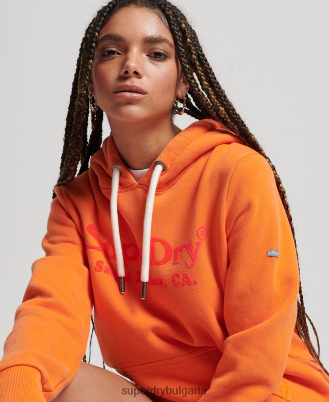 Superdry облекло N00H2309 оранжево Жени ретро суичър с качулка