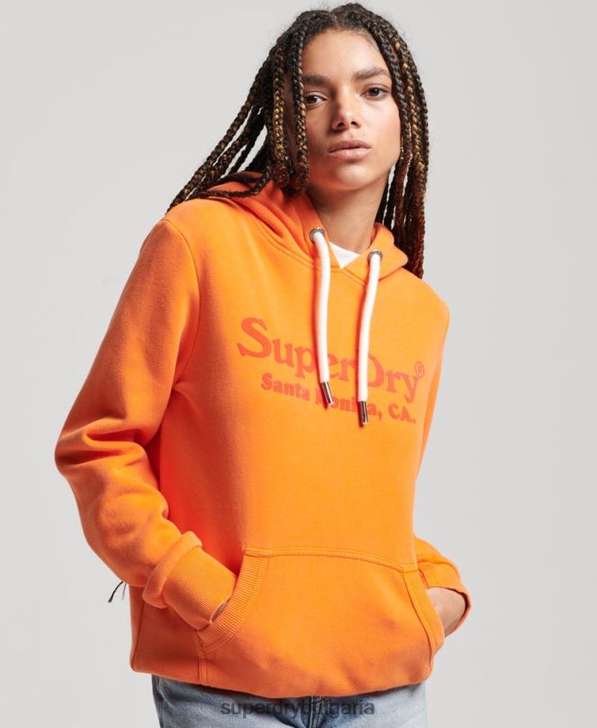 Superdry облекло N00H2309 оранжево Жени ретро суичър с качулка