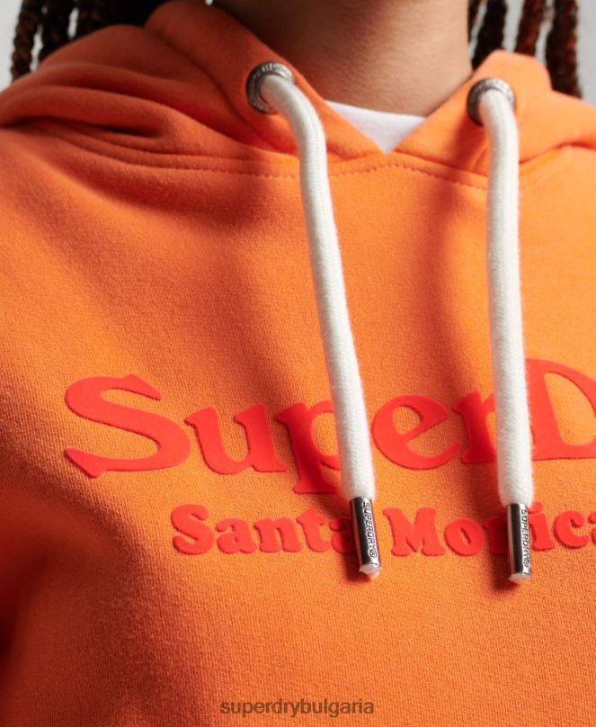 Superdry облекло N00H2309 оранжево Жени ретро суичър с качулка