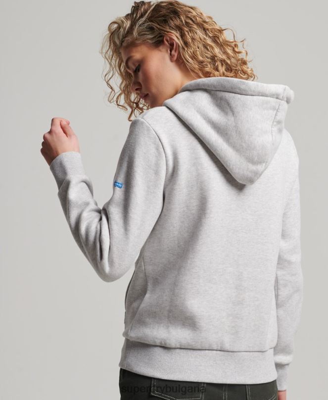 Superdry облекло N00H2314 светло сив Жени ретро суичър с качулка