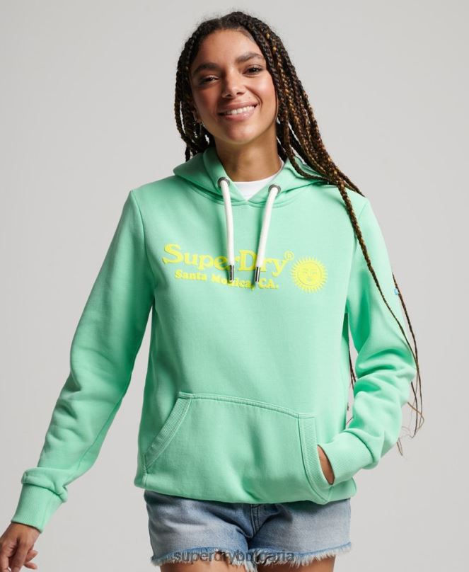 Superdry облекло N00H2315 зелено Жени ретро суичър с качулка