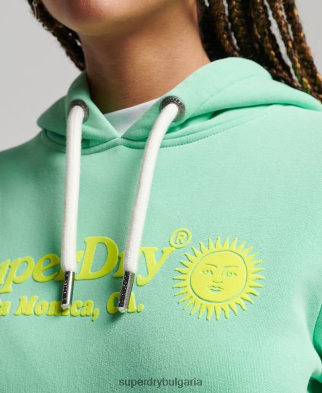Superdry облекло N00H2315 зелено Жени ретро суичър с качулка