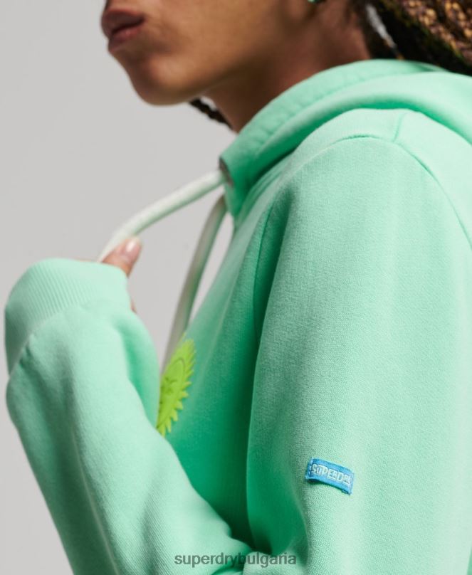 Superdry облекло N00H2315 зелено Жени ретро суичър с качулка