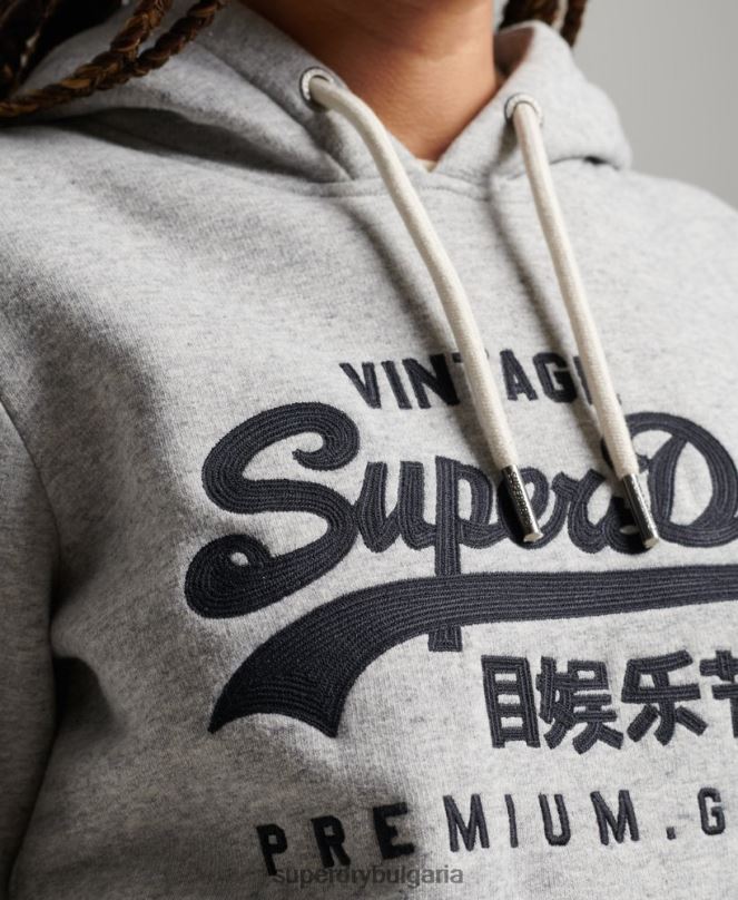 Superdry облекло N00H2317 сиво Жени университетски суичър с ретро лого