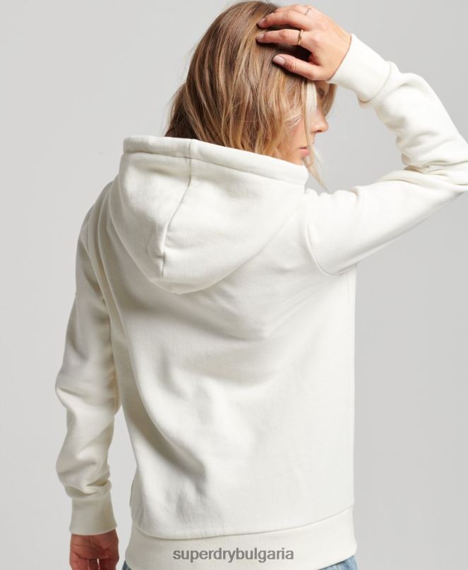 Superdry облекло N00H2319 бяло Жени реколта колегиална качулка с цип