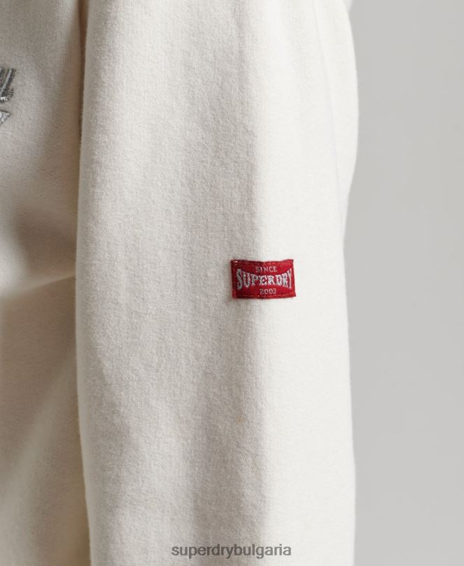 Superdry облекло N00H2319 бяло Жени реколта колегиална качулка с цип