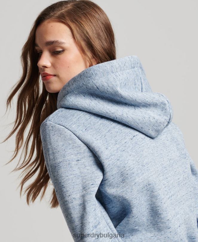 Superdry облекло N00H2320 светло синьо Жени университетски суичър с ретро лого