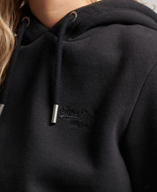 Superdry облекло N00H2321 черен Жени ретро суичър с бродирано лого