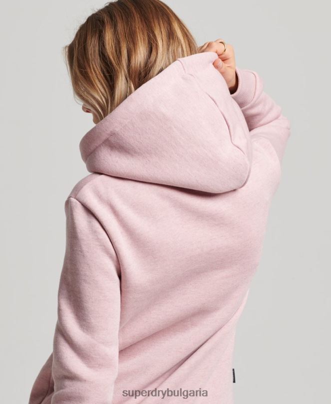 Superdry облекло N00H2323 розово Жени ретро релефна качулка от купър