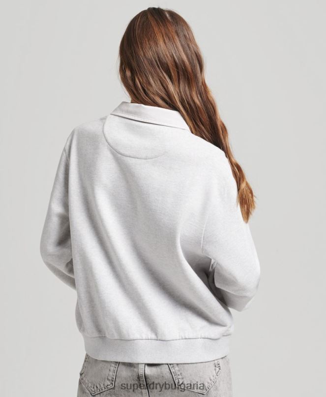 Superdry облекло N00H3052 светло сив Жени ретро ръгби суичър