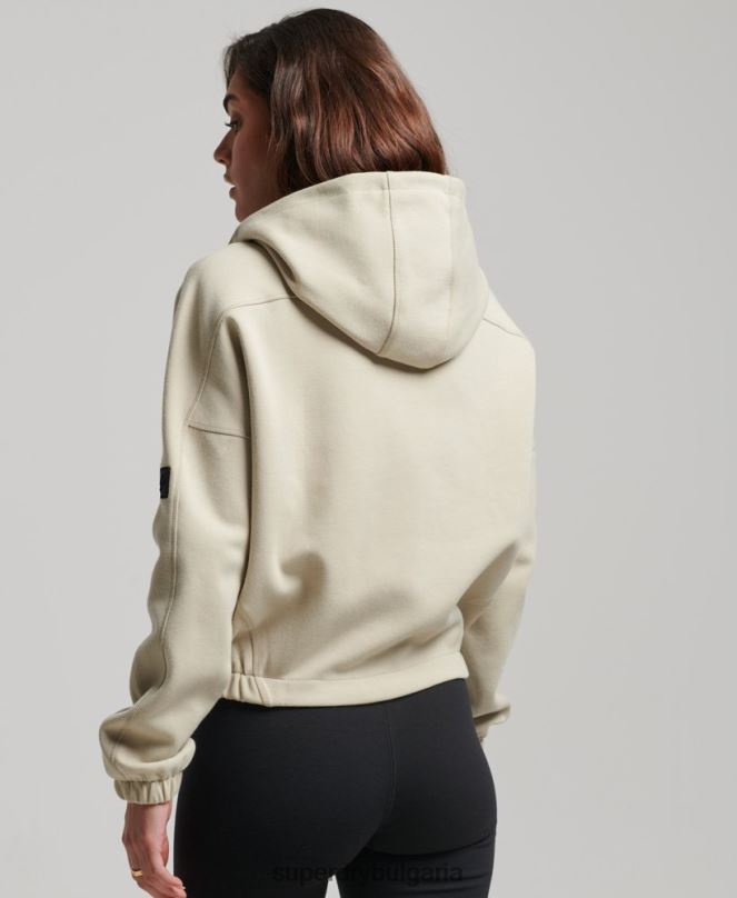 Superdry облекло N00H3267 бежово Жени суичър с цип код тек