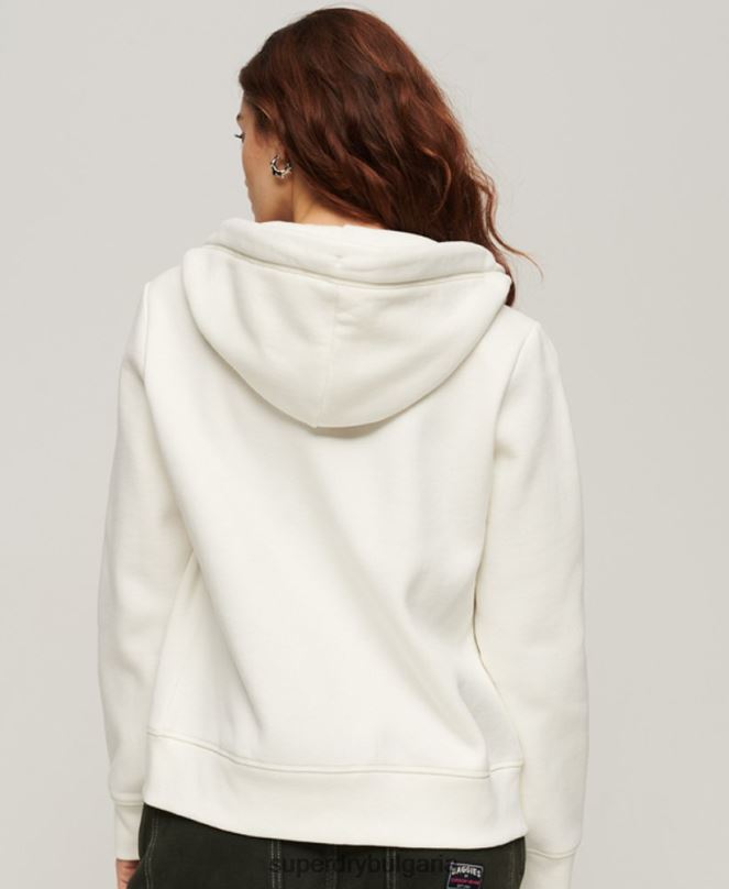 Superdry облекло N00H3269 бяло Жени суичър с цип на основното лого