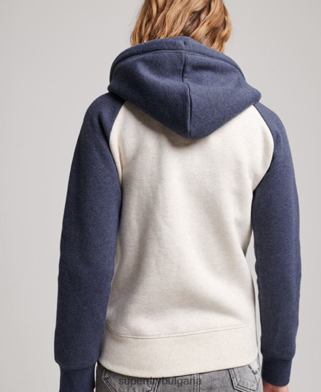 Superdry облекло N00H3272 военноморски флот Жени бейзболна качулка с ретро лого и цип