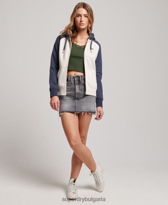 Superdry облекло N00H3272 военноморски флот Жени бейзболна качулка с ретро лого и цип