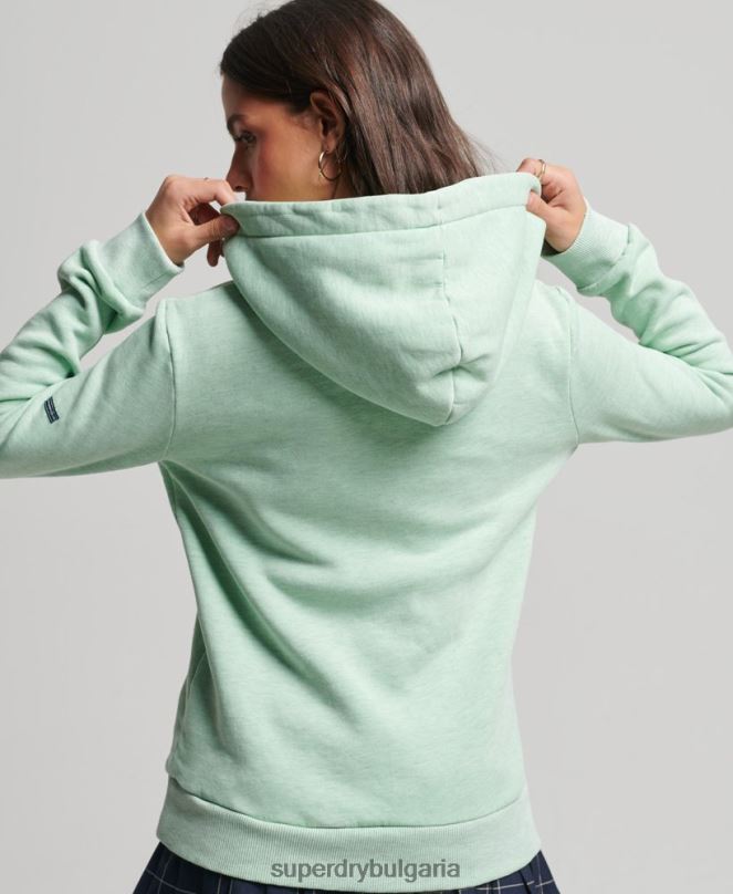 Superdry облекло N00H3273 зелено Жени класически суичър с качулка Cooper