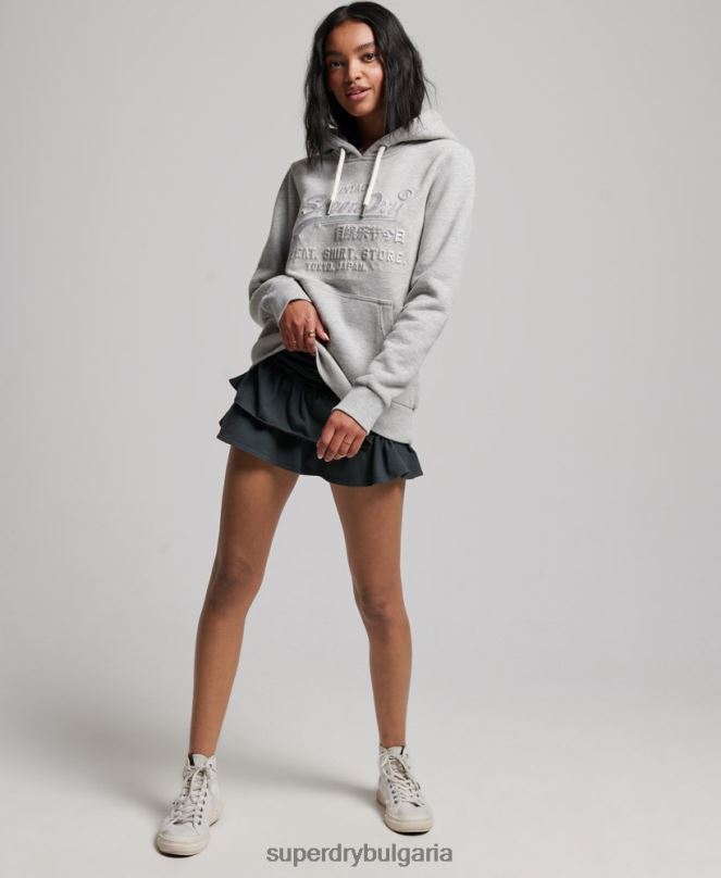 Superdry облекло N00H3278 сиво Жени суичър с релефно графично лого
