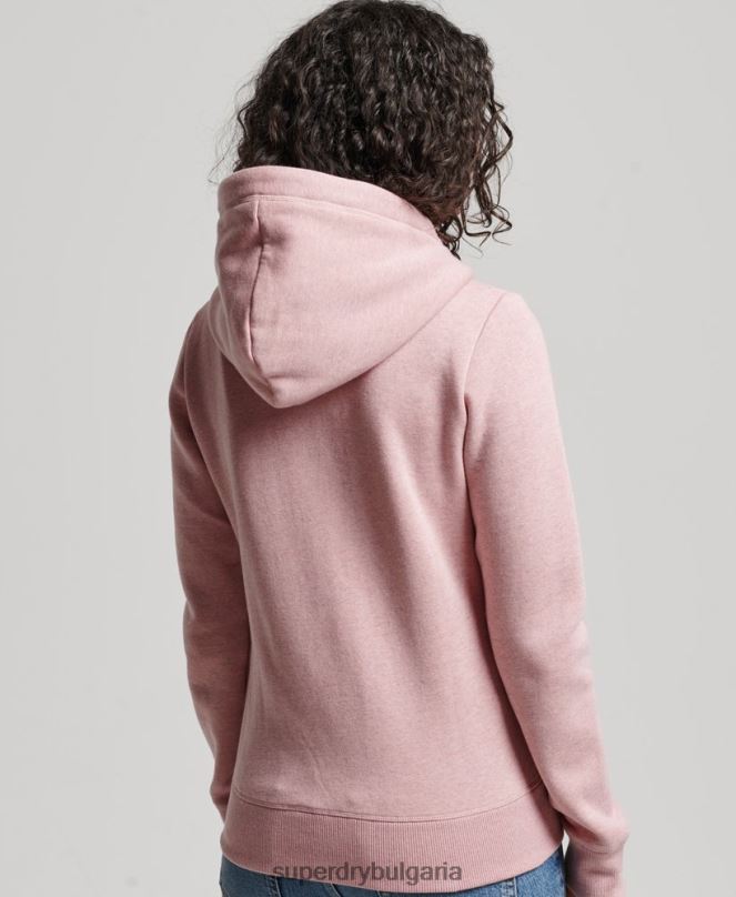 Superdry облекло N00H3279 розово Жени ретро суичър с цип с бродирано лого