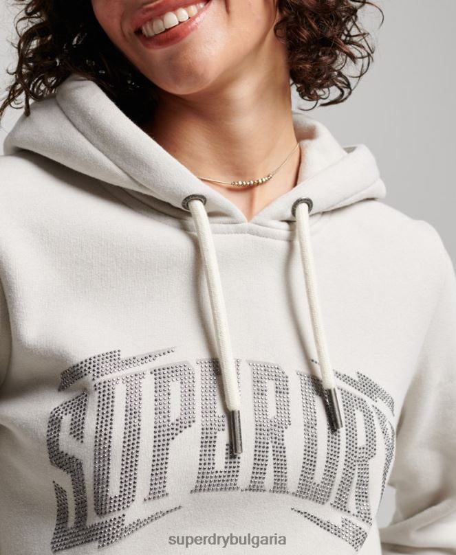 Superdry облекло N00H3280 светло сив Жени украсена качулка