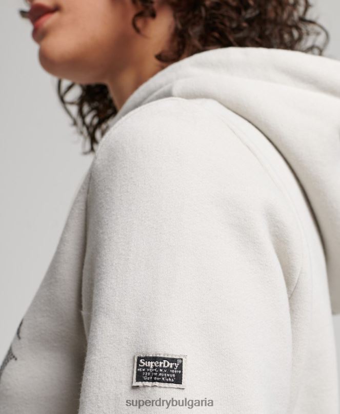 Superdry облекло N00H3280 светло сив Жени украсена качулка