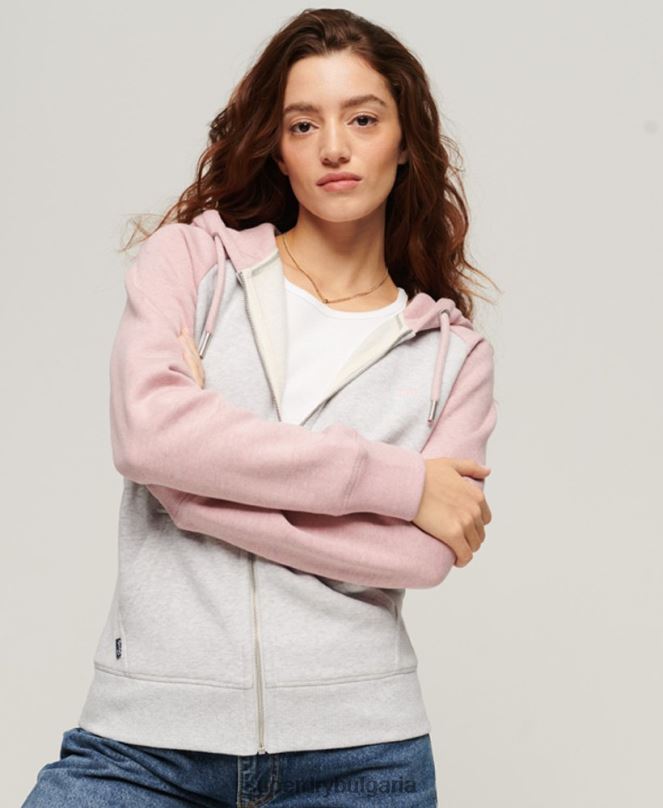 Superdry облекло N00H3283 сиво Жени бейзболна качулка с ретро лого и цип