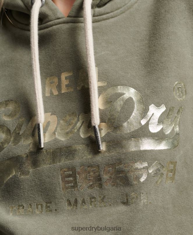 Superdry облекло N00H3284 зелено Жени украсена качулка