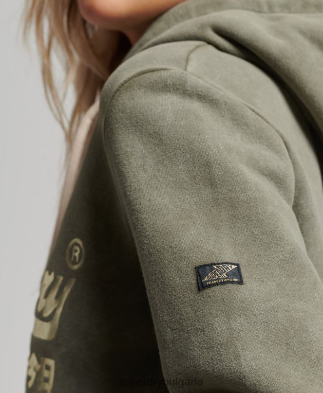 Superdry облекло N00H3284 зелено Жени украсена качулка