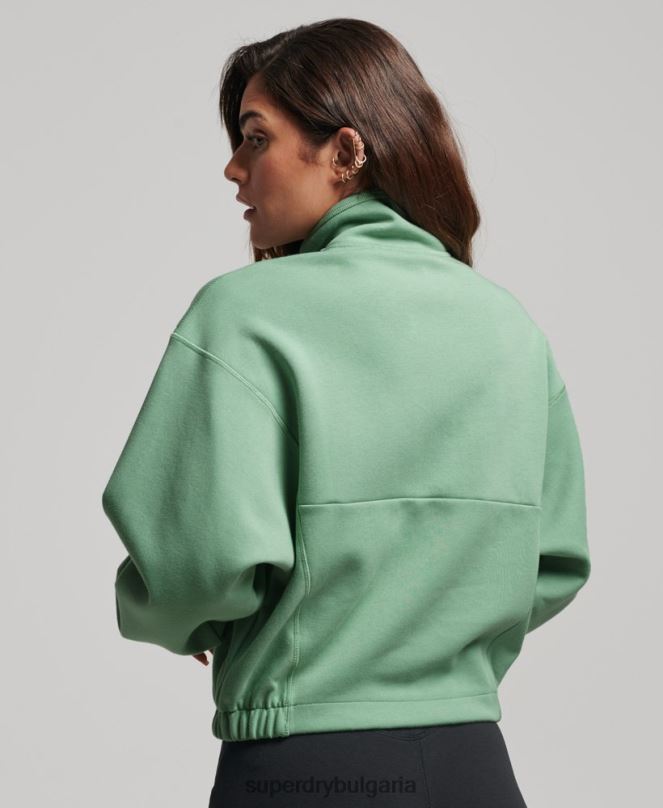 Superdry облекло N00H3286 зелено Жени суичър с половин цип tech batwing