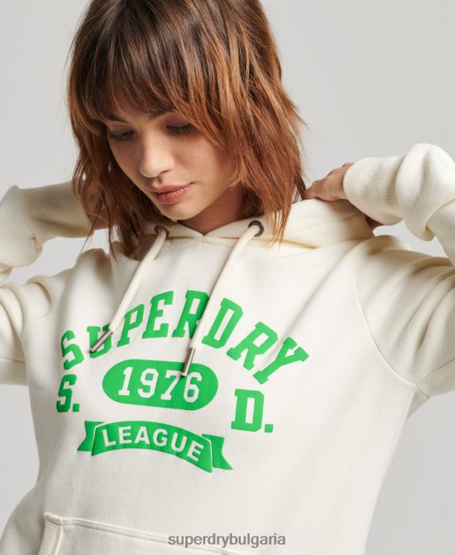 Superdry облекло N00H3294 бяло Жени ретро спортна качулка