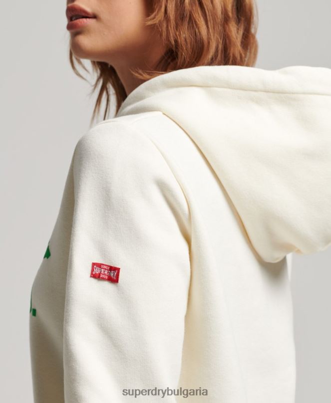 Superdry облекло N00H3294 бяло Жени ретро спортна качулка