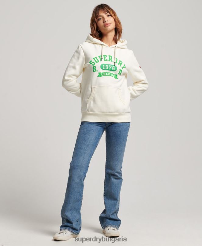 Superdry облекло N00H3294 бяло Жени ретро спортна качулка