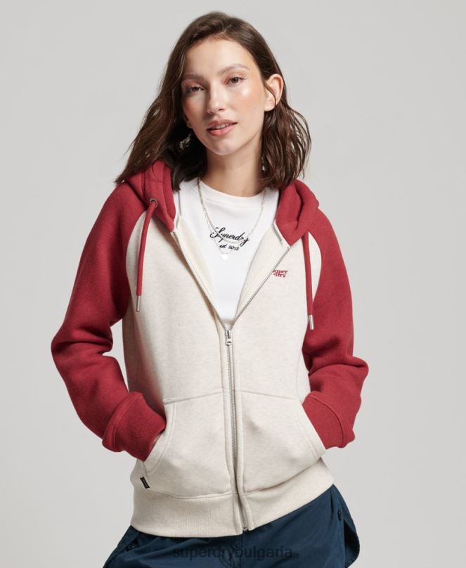 Superdry облекло N00H3296 червен Жени бейзболна качулка с ретро лого и цип