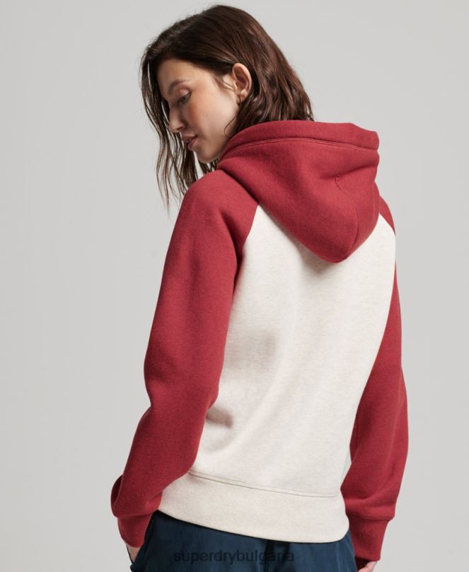 Superdry облекло N00H3296 червен Жени бейзболна качулка с ретро лого и цип