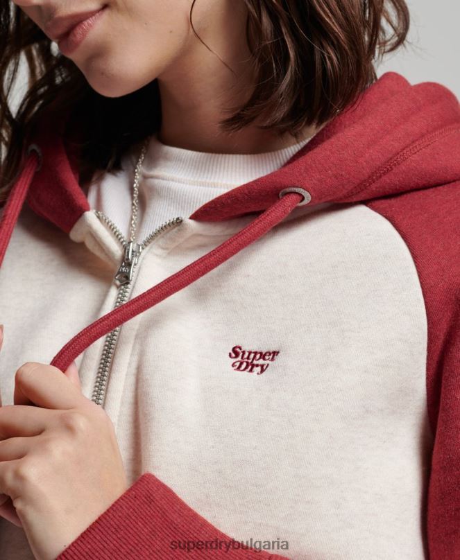 Superdry облекло N00H3296 червен Жени бейзболна качулка с ретро лого и цип