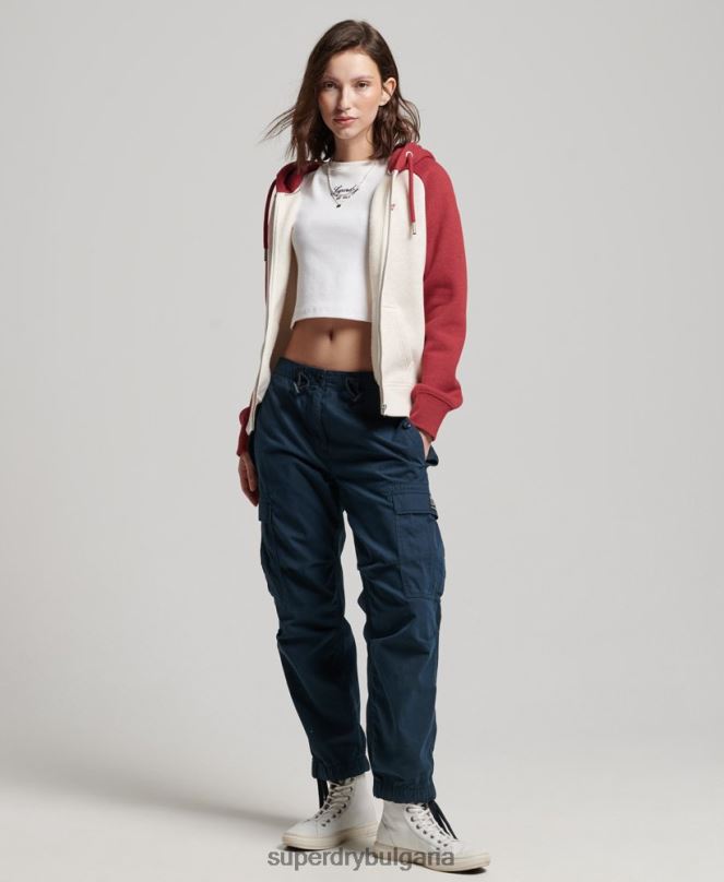 Superdry облекло N00H3296 червен Жени бейзболна качулка с ретро лого и цип