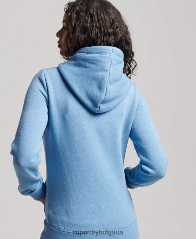 Superdry облекло N00H3297 син Жени ретро суичър с цип с бродирано лого