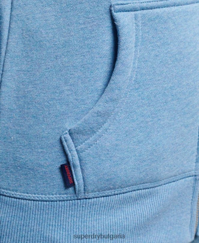Superdry облекло N00H3297 син Жени ретро суичър с цип с бродирано лого