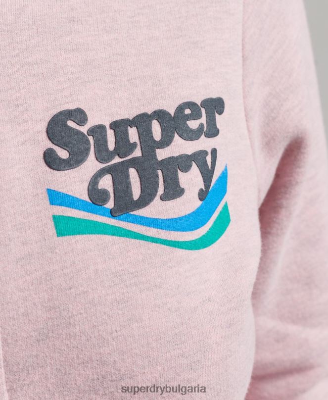 Superdry облекло N00H3298 розово Жени винтидж купър носталгичен суичър с цип