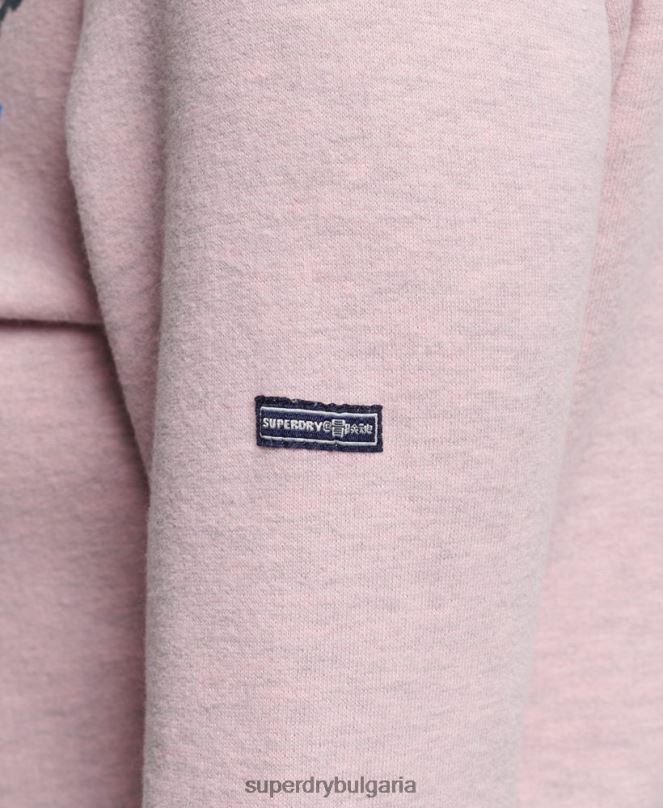 Superdry облекло N00H3298 розово Жени винтидж купър носталгичен суичър с цип