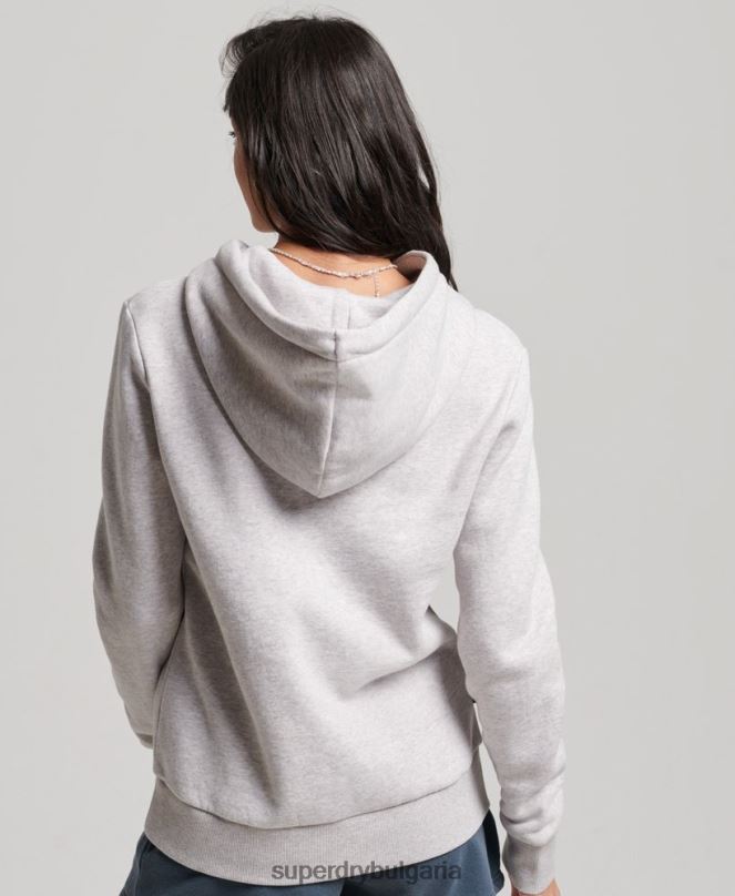 Superdry облекло N00H3299 светло сив Жени ретро релефна качулка от купър