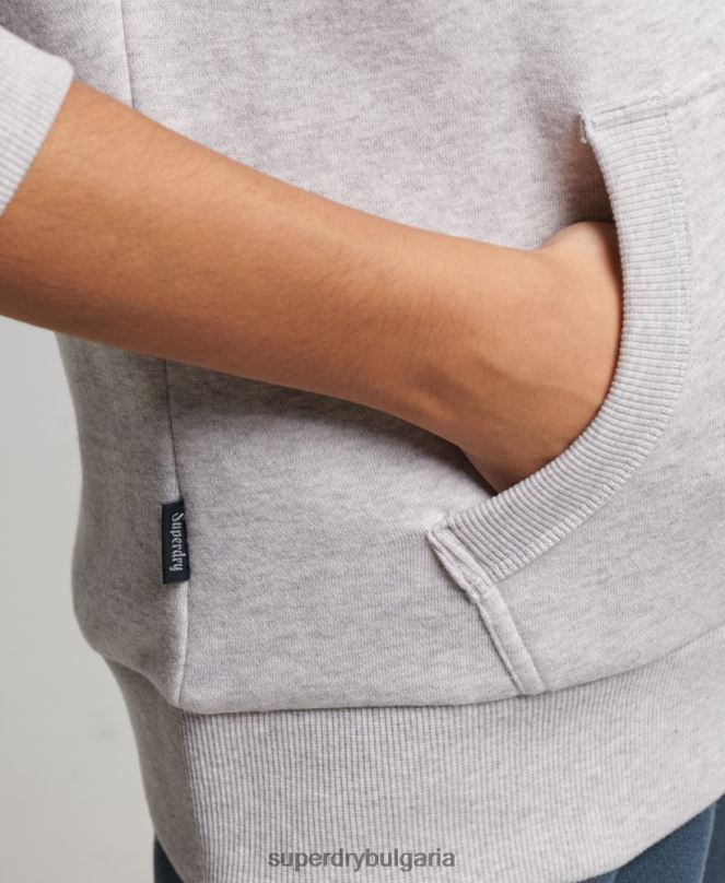 Superdry облекло N00H3299 светло сив Жени ретро релефна качулка от купър