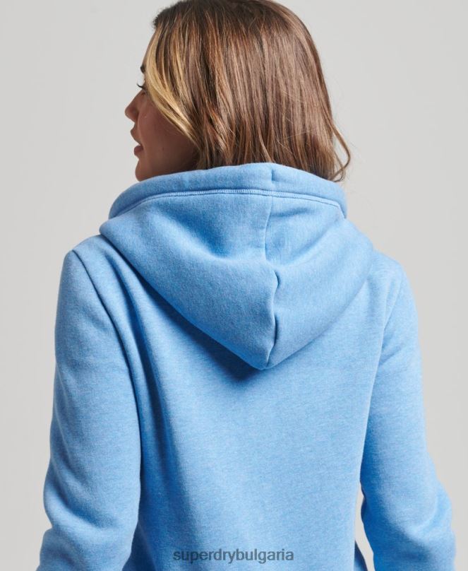 Superdry облекло N00H3301 син Жени качулка с цип и лого от органичен памук