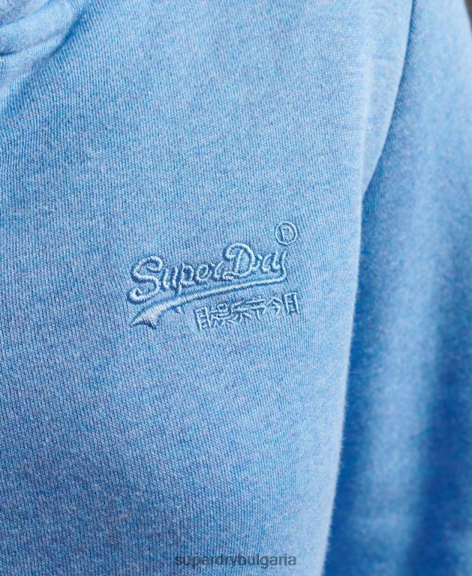 Superdry облекло N00H3301 син Жени качулка с цип и лого от органичен памук