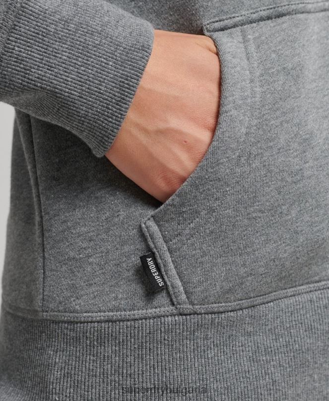 Superdry облекло N00H3303 сиво Жени качулка с цип и лого от органичен памук